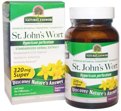 Natures Answer, Super St. Johns Wort, Standardized Herb Extract, 320 mg, 60 Vegetarian Capsules ,الأعشاب، الشارع. جونز، ورت