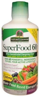 Natures Answer, SuperFood 60, Naturally Flavored, 30 oz (900 ml) ,والصحة، والانفلونزا الباردة والفيروسية، ونظام المناعة، والطاقة
