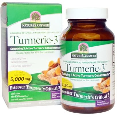 Natures Answer, Turmeric-3, 5,000 mg, 90 Vegetarian Capsules ,المكملات الغذائية، مضادات الأكسدة، الكركمين، الكركم