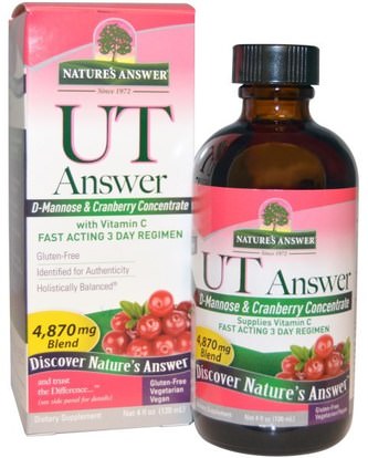 Natures Answer, UT Answer, D-Mannose & Cranberry Concentrate, 4,870 mg, 4 fl oz (120 ml) ,المكملات الغذائية، د- مانوز