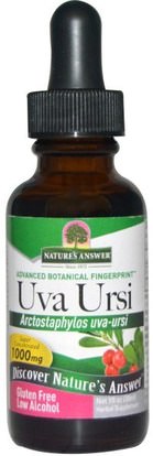 Natures Answer, Uva Ursi, Low Alcohol, 1000 mg, 1 fl oz (30 ml) ,الأعشاب، أوفا أورسي