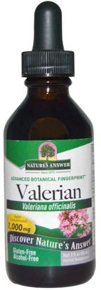 Natures Answer, Valerian, Alcohol-Free, 1,000 mg, 2 fl oz (60 ml) ,الأعشاب، فاليريان
