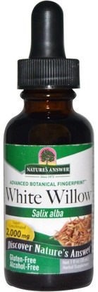 Natures Answer, White Willow, Alcohol-Free, 2,000 mg, 1 fl oz (30 ml) ,الصحة، إلتهاب، أبيض، الصفصاف، أنبح