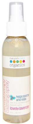 Natures Baby Organics, Aromatherapy Calming Spray, Lovely Lavender, 4 oz (118.3 ml) ,حمام، الجمال، الزيوت العطرية الزيوت