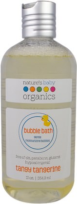 Natures Baby Organics, Bubble Bath, Gentle Moisturizing Bubbles, Tangy Tangerine, 12 oz (354.9 ml) ,حمام، الجمال، حمام الفقاعة، الأطفال، حمام الفقاعة