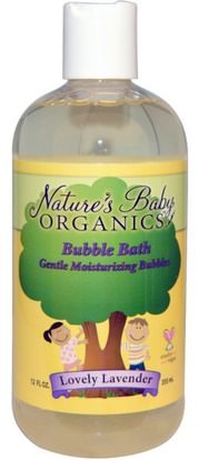 Natures Baby Organics, Bubble Bath, Gentle Moisturizing Bubbles, Lovely Lavender, 12 fl oz (355 ml) ,حمام، الجمال، حمام الفقاعة، الأطفال، حمام الفقاعة