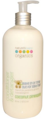 Natures Baby Organics, Conditioner & Detangler, Coconut Pineapple, 16 oz (473.2 ml) ,حمام، والجمال، والمكيفات، وحمام الاطفال