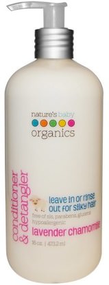 Natures Baby Organics, Conditioner & Detangler, Lavender Chamomile, 16 oz (473.2 ml) ,حمام، جمال، مكيفات هواء، مكيف هواء للأطفال، شعر، فروة الرأس، شامبو، مكيف