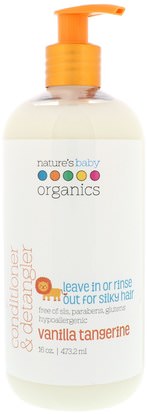 Natures Baby Organics, Conditioner & Detangler, Vanilla Tangerine, 16 fl oz (473.2 ml) ,حمام، والجمال، والمكيفات، وحمام الاطفال