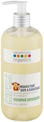 Natures Baby Organics, Shampoo & Body Wash, Coconut Pineapple, 16 oz (473.2 ml) ,صحة الأطفال، حمام الاطفال، الشامبو، شامبو الاطفال