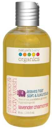 Natures Baby Organics, Shampoo & Body Wash, Lavender Chamomile, 8 oz (236.5 ml) ,حمام، جمال، شامبو، أطفال شامبو، هلام الاستحمام، الاطفال غسل الجسم، استحمام الطفل هلام