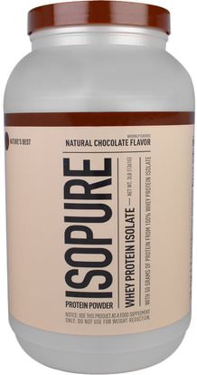 Natures Best, IsoPure, Whey Protein Isolate, Natural Chocolate Flavor, 3 lb (1361 g) ,المكملات الغذائية، البروتين، بروتين الرياضة
