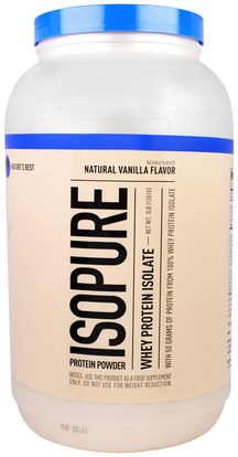 Natures Best, IsoPure, Whey Protein Isolate, Natural Vanilla Flavor, 3 lb (1361 g) ,المكملات الغذائية، البروتين، بروتين الرياضة
