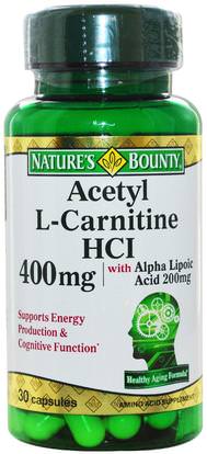 Natures Bounty, Acetyl L-Carnitine HCI, 400 mg, 30 Capsules ,المكملات الغذائية، والأحماض الأمينية، ل كارنيتين، أسيتيل ل كارنيتين + ألفا حمض ليبويك
