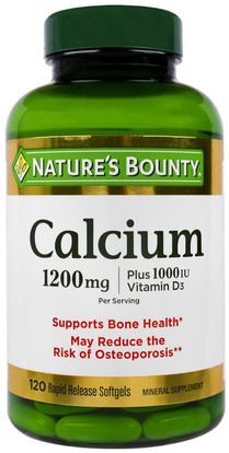 Natures Bounty, Calcium Plus Vitamin D3, 1200 mg/1000 IU, 120 Rapid Release Softgels ,والملاحق، والمعادن، والكالسيوم فيتامين د