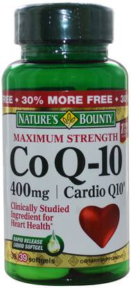 Natures Bounty, Co Q-10, Maximum Strength, Cardio Q10, 400 mg, 39 Softgels ,المكملات الغذائية، أنزيم q10، coq10 400 ملغ