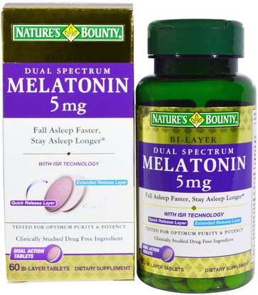 Natures Bounty, Dual Spectrum, Melatonin, 5 mg, 60 Bi-Layer Tablets ,المكملات الغذائية، الميلاتونين 5 ملغ