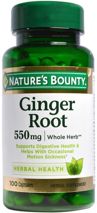 Natures Bounty, Ginger Root, 550 mg, 100 Capsules ,الأعشاب، جذر الزنجبيل