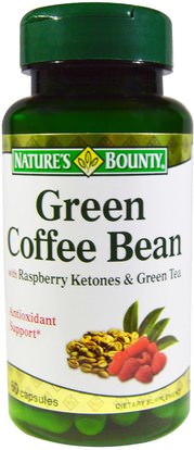 Natures Bounty, Green Coffee Bean with Raspberry Ketones & Green Tea, 60 Capsules ,والمكملات الغذائية، ومضادات الأكسدة، واستخراج حبوب البن الخضراء