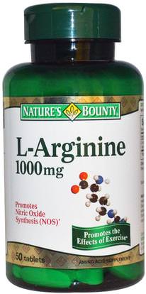 Natures Bounty, L-Arginine, 1000 mg, 50 Tablets ,المكملات الغذائية، والأحماض الأمينية، ل أرجينين