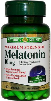 Natures Bounty, Melatonin, 10 mg, 60 Capsules ,المكملات الغذائية، الميلاتونين، والنوم