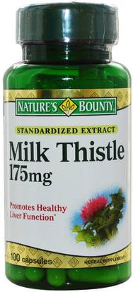 Natures Bounty, Milk Thistle, 175 mg, 100 Capsules ,الصحة، السموم، الحليب الشوك (سيليمارين)