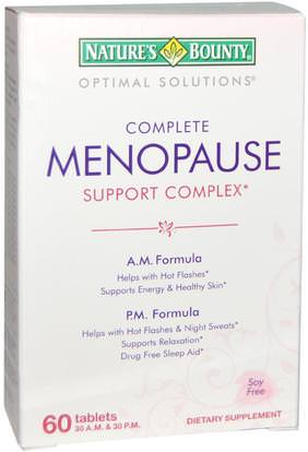 Natures Bounty, Optimal Solutions, Complete Menopause Support Complex, 60 Tablets ,والصحة، والنساء، وانقطاع الطمث