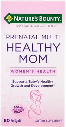 Natures Bounty, Optimal Solutions, Healthy Mom Prenatal Multi, 60 Softgels ,الفيتامينات، الفيتامينات قبل الولادة