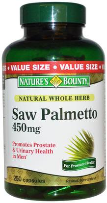 Natures Bounty, Saw Palmetto, 450 mg, 250 Capsules ,الصحة، الرجال