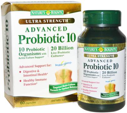 Natures Bounty, Ultra Strength Probiotic 10, 60 Capsules ,المكملات الغذائية، البروبيوتيك، استقرت البروبيوتيك