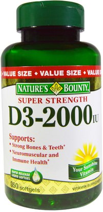 Natures Bounty, D3, Super Strength, 2000 IU, 350 Rapid Release Softgels ,الفيتامينات، فيتامين d3