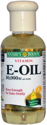 Natures Bounty, Vitamin E-Oil, 30,000 IU, 2.5 fl oz (74 ml) ,الصحة، الجلد، فيتامين ه كريم النفط