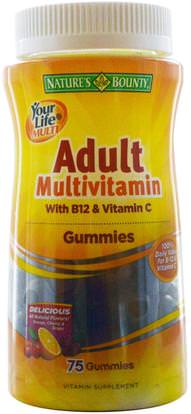 Natures Bounty, Your Life Multi, Adult Multivitamin Gummies with B12 & Vitamin C, 75 Gummies ,منتجات حساسة للحرارة، الفيتامينات، غوميس الفيتامينات