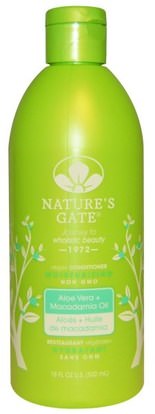 Natures Gate, Moisturizing Conditioner, Vegan, Aloe Vera + Macadomia Oil, 18 fl oz (532 ml) ,حمام، الجمال، الشعر، فروة الرأس، مكيفات