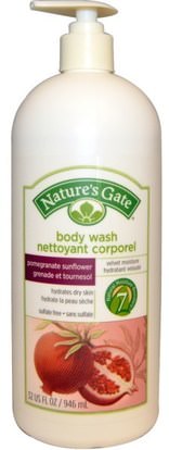 Natures Gate, Body Wash, Pomegranate Sunflower, 32 fl oz (946 ml) ,حمام، الجمال، هلام الاستحمام