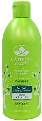 Natures Gate, Calming Conditioner, Vegan, Tea Tree + Sea Buckthorn, 18 fl oz (532 ml) ,حمام، الجمال، الشعر، فروة الرأس، مكيفات