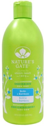 Natures Gate, Conditioner, Enriching, Vegan, Biotin + Bamboo, 18 fl oz (532 ml) ,حمام، الجمال، الشعر، فروة الرأس، مكيفات