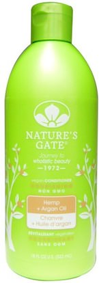Natures Gate, Conditioner, Nourishing, Hemp + Argan Oil, 18 fl oz (532 ml) ,حمام، الجمال، الشعر، فروة الرأس، مكيفات