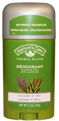 Natures Gate, Deodorant, Herbal Blend, Lavender & Aloe, 1.7 oz (48 g) ,حمام، الجمال، مزيل العرق