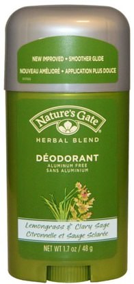 Natures Gate, Deodorant, Herbal Blend, Lemongrass & Clary Sage, 1.7 oz (48 g) ,حمام، الجمال، مزيل العرق