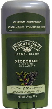 Natures Gate, Deodorant, Herbal Blend, Tea Tree & Blue Cypress, 1.7 oz (48 g) ,حمام، الجمال، مزيل العرق