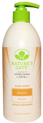 Natures Gate, Glow Lotion, Medium, 18 fl oz (532 ml) ,حمام، الجمال، دباغة النفس غسول