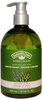 Natures Gate, Herbal Blend, Liquid Soap, Lavender & Aloe, 12 fl oz (354 ml) ,حمام، الجمال، الصابون