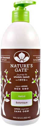 Natures Gate, Lotion, Herbal, 18 fl oz (532 ml) ,حمام، الجمال، غسول الجسم
