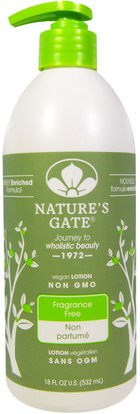 Natures Gate, Lotion, Fragrance Free, 18 fl oz (532 ml) ,حمام، الجمال، غسول الجسم