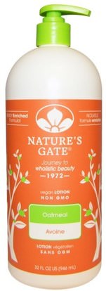 Natures Gate, Lotion, Oatmeal, 32 fl oz (946 ml) ,حمام، الجمال، غسول الجسم