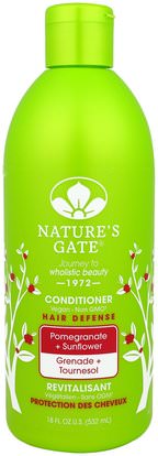 Natures Gate, Conditioner, Hair Defense, Vegan, Pomegranate + Sunflower, 18 fl oz (532 ml) ,حمام، الجمال، الشعر، فروة الرأس، مكيفات