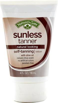 Natures Gate, Sunless Tanner, Self-Tanning Lotion, 4 fl oz (118 ml) ,حمام، الجمال، دباغة النفس غسول