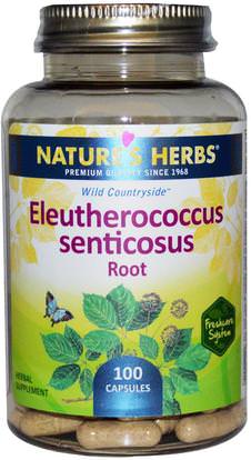 Natures Herbs, Eleutherococcus Senticosus Root, 100 Capsules ,المكملات الغذائية، أدابتوغين، الانفلونزا الباردة والفيروسية، الجينسنغ، إليوثيرو