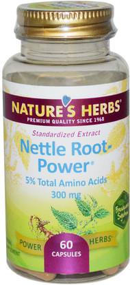 Natures Herbs, Nettle Root-Power, 300 mg, 60 Capsules ,الأعشاب، القراص، اللعنة، جذر نبات القراص، روت